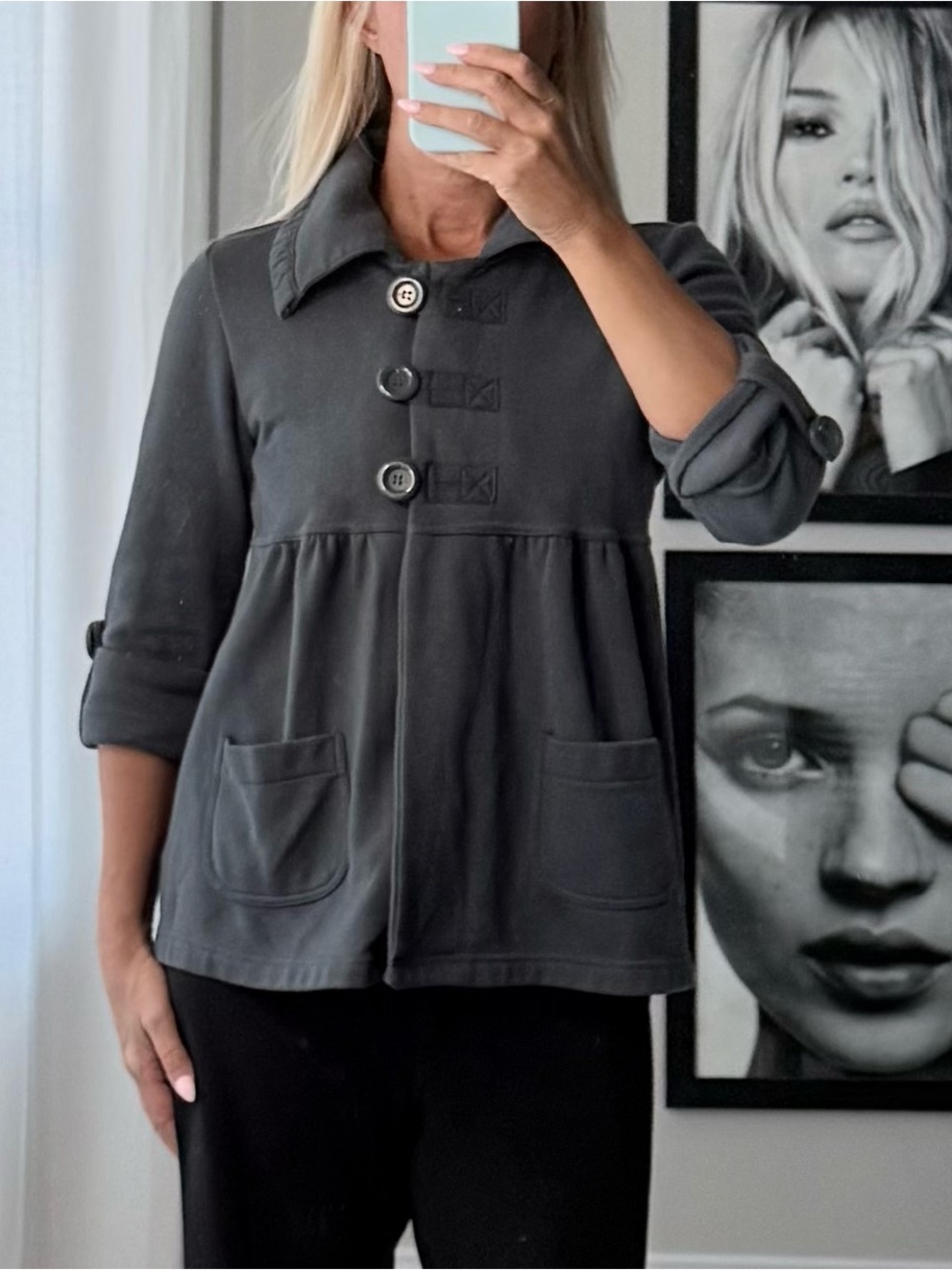 American Vintage Gray babydoll shirt jacket